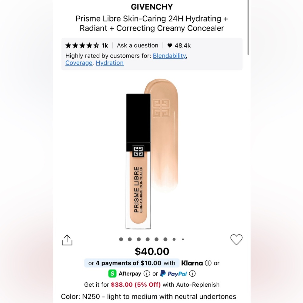 GIVENCHY Prisme Libre Skin-Caring 24H Hydrating + Radiant Concealer - N250